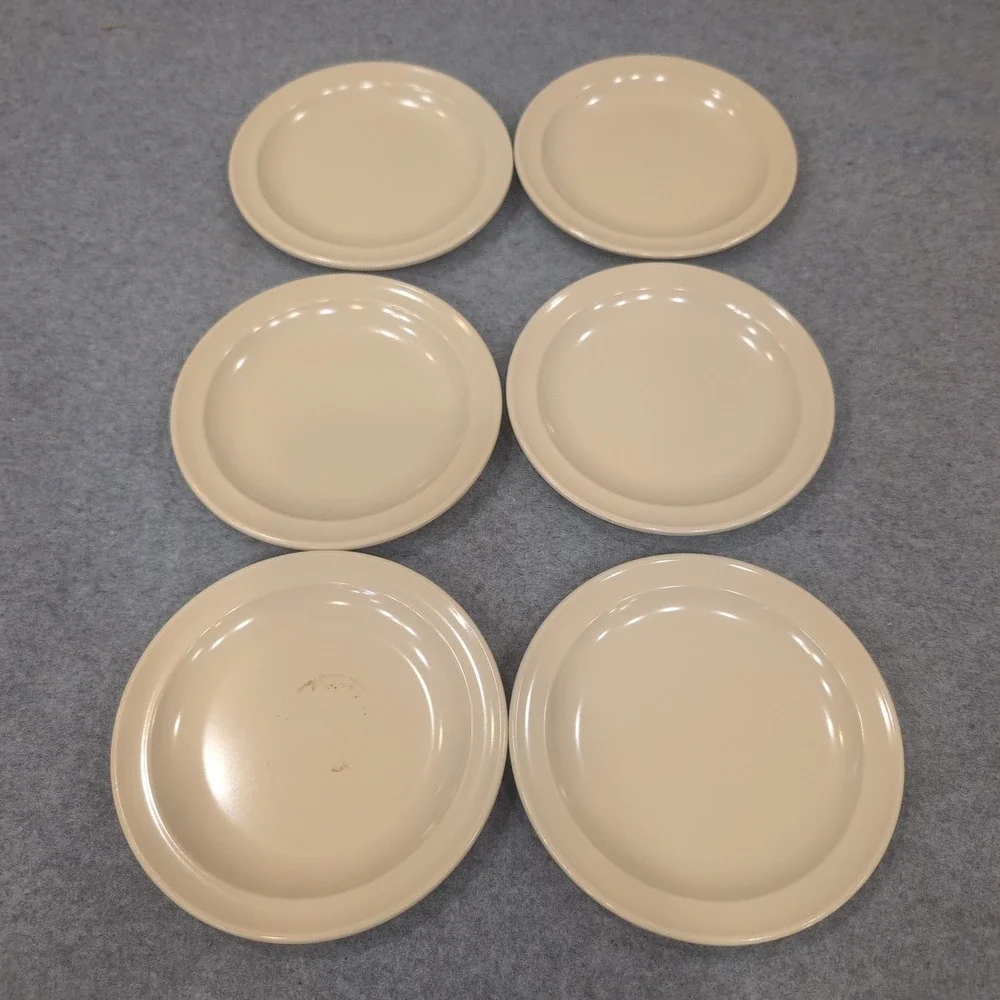 Vintage‎ Super Don-Ite Edward Don & Co Chicago Tan Plates Set of 6 Melamine